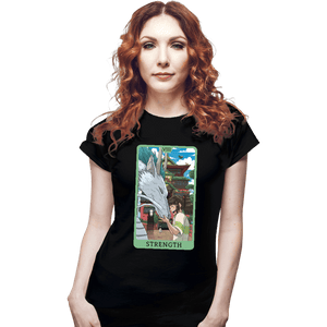 Daily_Deal_Shirts Fitted Shirts, Woman / Small / Black Tarot Ghibli Strength