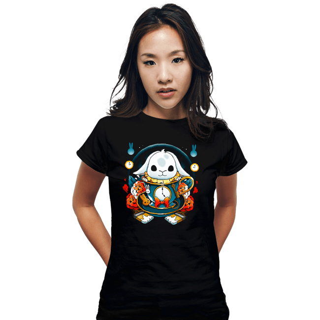 Daily_Deal_Shirts Fitted Shirts, Woman / Small / Black White Rabbit Mug