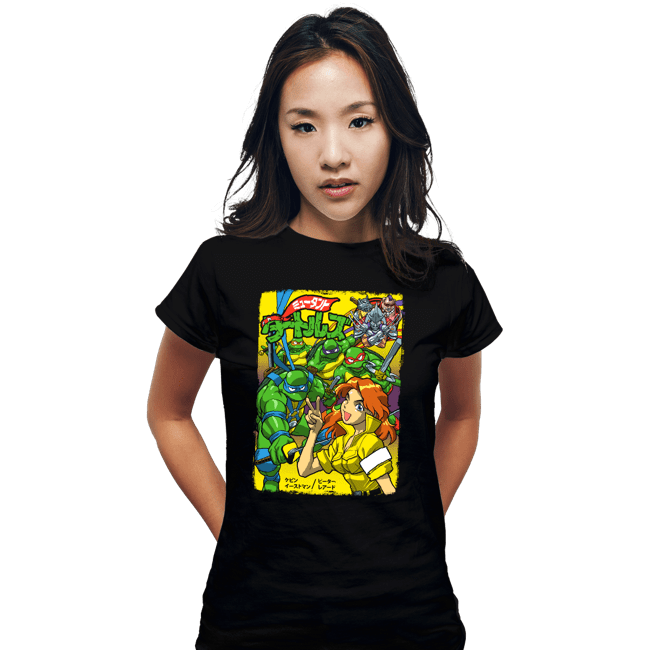 Daily_Deal_Shirts Fitted Shirts, Woman / Small / Black Turtles Japan