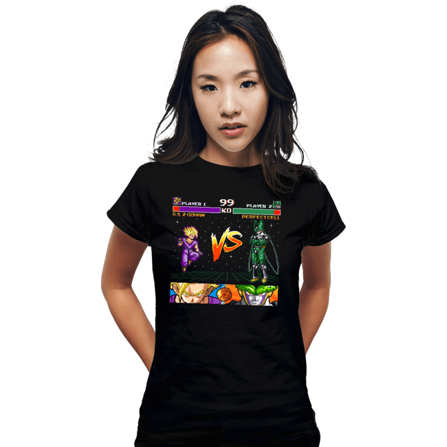 Shirts Fitted Shirts, Woman / Small / Black Gohan VS Cell