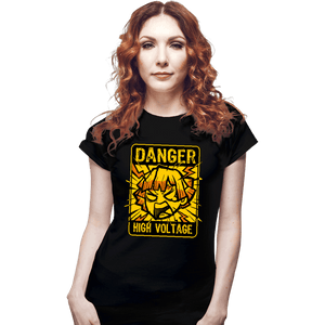 Secret_Shirts Fitted Shirts, Woman / Small / Black Danger High Voltage
