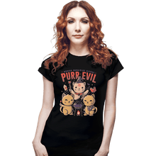 Load image into Gallery viewer, Shirts Fitted Shirts, Woman / Small / Black Purr Evil
