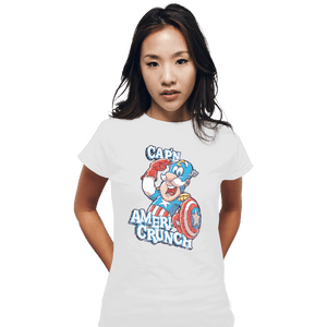 Shirts Fitted Shirts, Woman / Small / White Cap'n AmeriCrunch