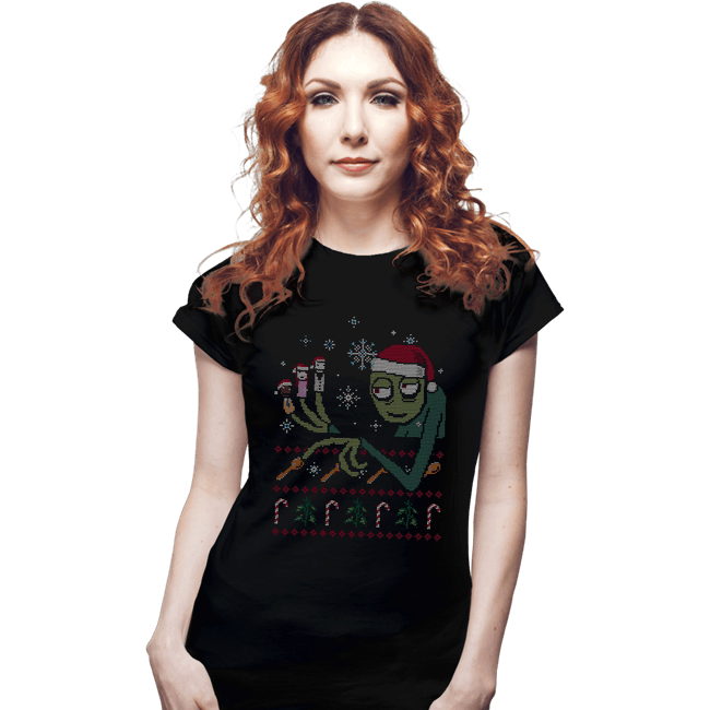 Daily_Deal_Shirts Fitted Shirts, Woman / Small / Black Mr. Fingers And Friends Ugly Sweater
