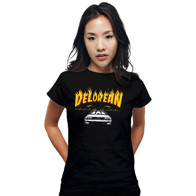 Secret_Shirts Fitted Shirts, Woman / Small / Black Delorean Outatime