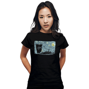 Shirts Fitted Shirts, Woman / Small / Black Starry DireWolf