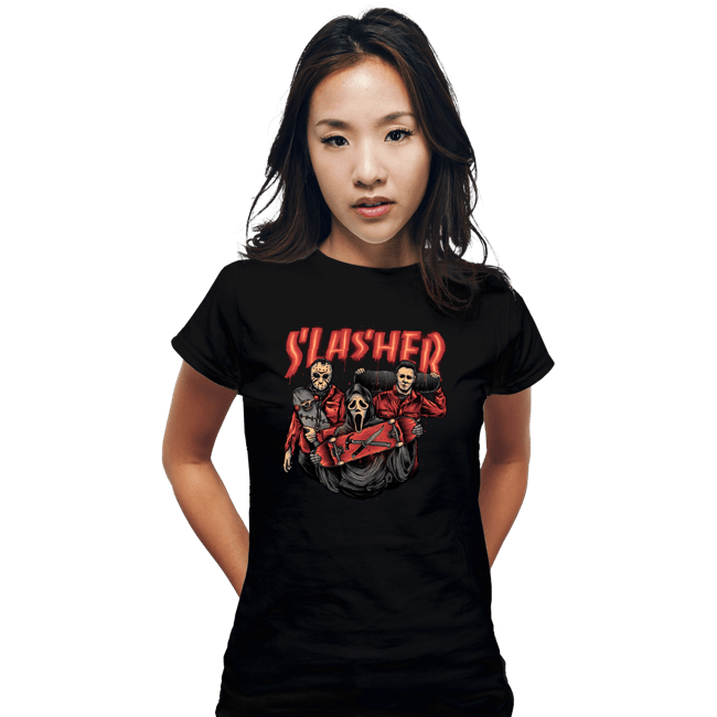 Daily_Deal_Shirts Fitted Shirts, Woman / Small / Black Slasher Club