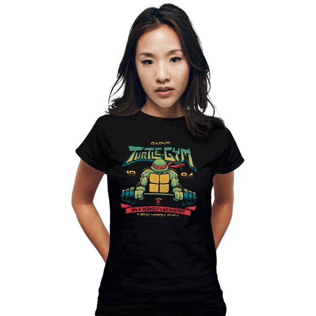 Daily_Deal_Shirts Fitted Shirts, Woman / Small / Black Raph's Turtle Gym