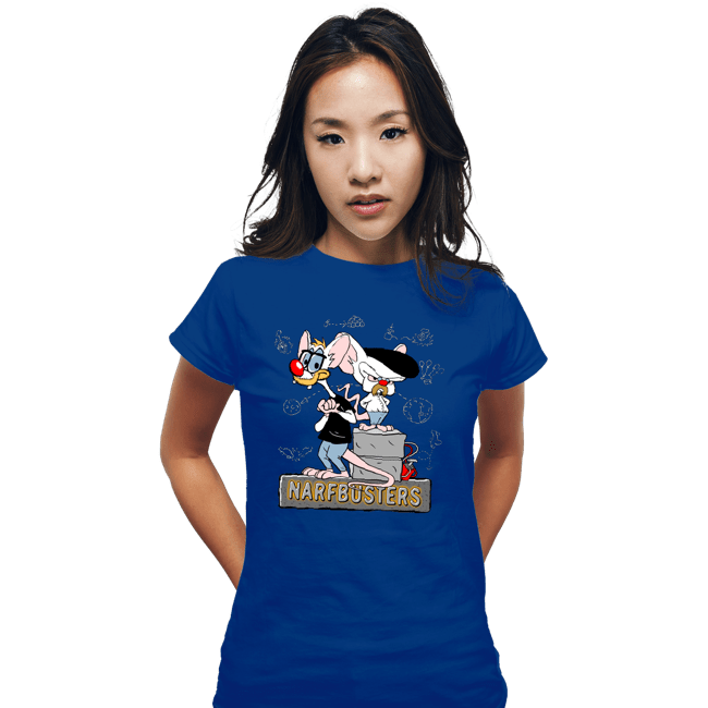 Daily_Deal_Shirts Fitted Shirts, Woman / Small / Royal Blue Narf Busters