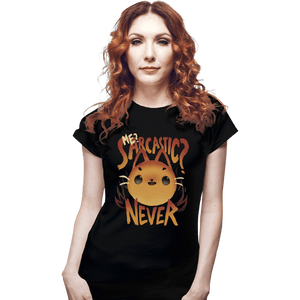 Shirts Fitted Shirts, Woman / Small / Black Sarcastic Cat
