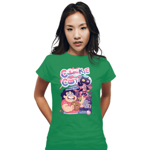 Shirts Fitted Shirts, Woman / Small / Irish Green Cookie Cat