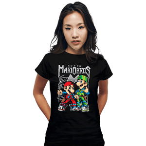 Daily_Deal_Shirts Fitted Shirts, Woman / Small / Black Super Metal Bros