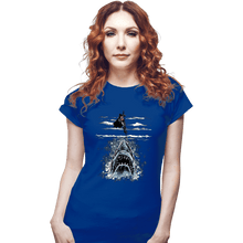 Load image into Gallery viewer, Daily_Deal_Shirts Fitted Shirts, Woman / Small / Royal Blue Shark Repellent
