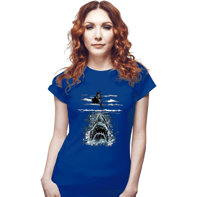 Daily_Deal_Shirts Fitted Shirts, Woman / Small / Royal Blue Shark Repellent
