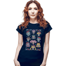 Load image into Gallery viewer, Shirts Fitted Shirts, Woman / Small / Navy A Senshi Family Christmas
