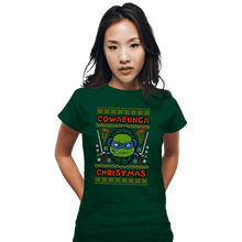 Load image into Gallery viewer, Shirts Fitted Shirts, Woman / Small / Irish Green Leonardo Christmas
