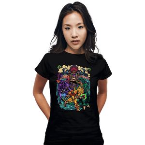 Daily_Deal_Shirts Fitted Shirts, Woman / Small / Black Metroid Tribute