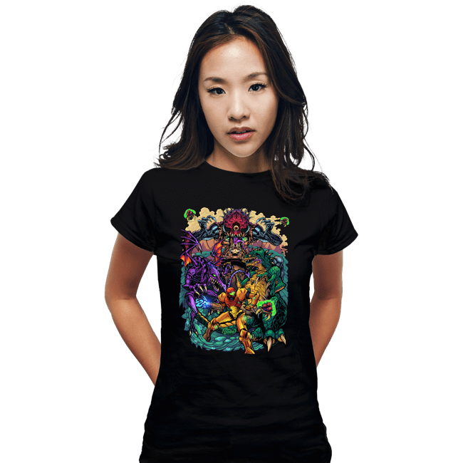 Daily_Deal_Shirts Fitted Shirts, Woman / Small / Black Metroid Tribute