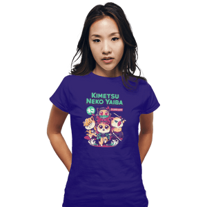 Shirts Fitted Shirts, Woman / Small / Violet Kimetsu Neko Yaiba