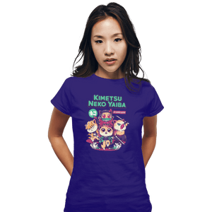 Shirts Fitted Shirts, Woman / Small / Violet Kimetsu Neko Yaiba