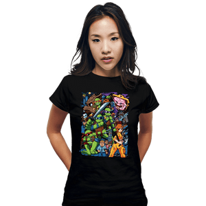 Daily_Deal_Shirts Fitted Shirts, Woman / Small / Black TMNT Pilgrim