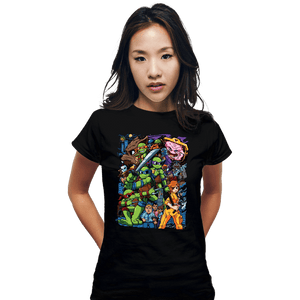 Daily_Deal_Shirts Fitted Shirts, Woman / Small / Black TMNT Pilgrim