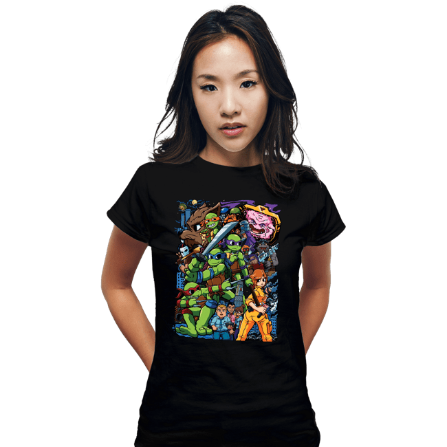 Daily_Deal_Shirts Fitted Shirts, Woman / Small / Black TMNT Pilgrim