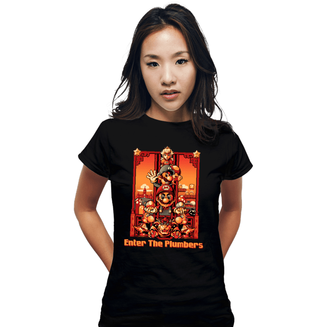 Daily_Deal_Shirts Fitted Shirts, Woman / Small / Black Enter The Plumbers