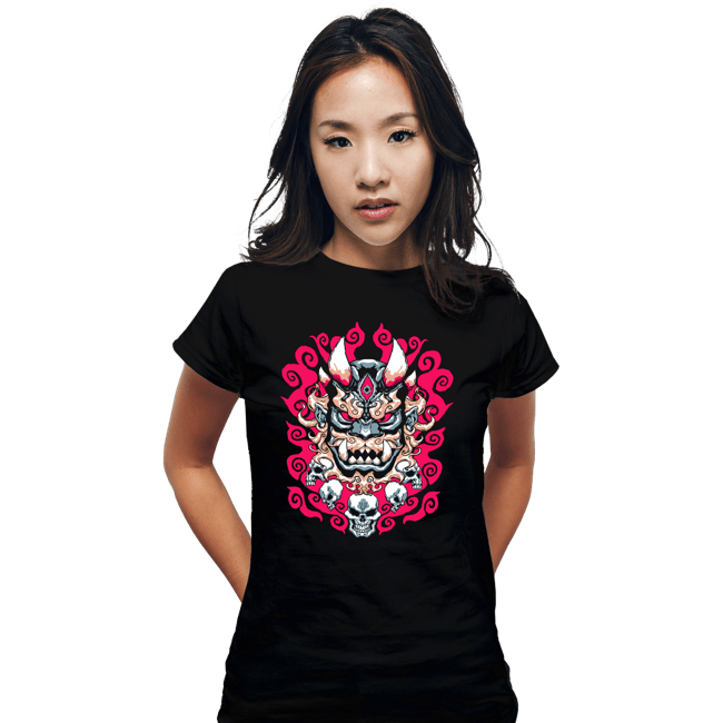 Shirts Fitted Shirts, Woman / Small / Black Oni Mask