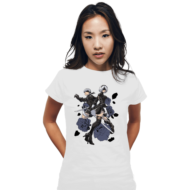 Daily_Deal_Shirts Fitted Shirts, Woman / Small / White Android Hunter