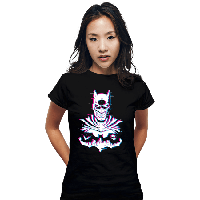 Secret_Shirts Fitted Shirts, Woman / Small / Black Glitched Batman