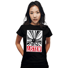 Load image into Gallery viewer, Shirts Fitted Shirts, Woman / Small / Black Listen and Obey
