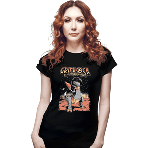 Shirts Fitted Shirts, Woman / Small / Black Space Pulp Robot Dinosaur Hero