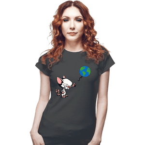 Daily_Deal_Shirts Fitted Shirts, Woman / Small / Charcoal Mouse With World