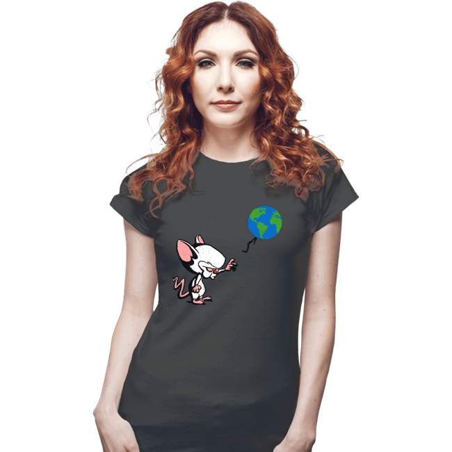 Daily_Deal_Shirts Fitted Shirts, Woman / Small / Charcoal Mouse With World