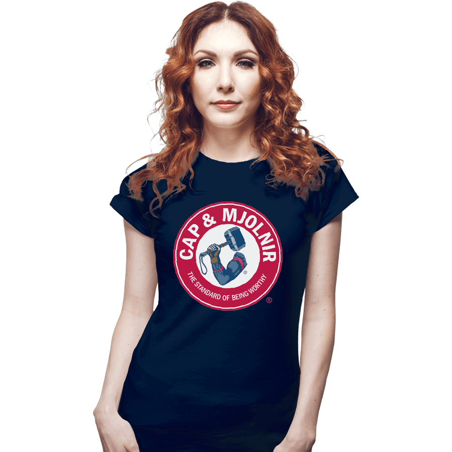 Shirts Fitted Shirts, Woman / Small / Navy Cap And Mjolnir