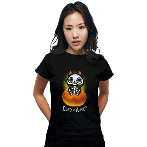 Daily_Deal_Shirts Fitted Shirts, Woman / Small / Black Schrodinger Halloween