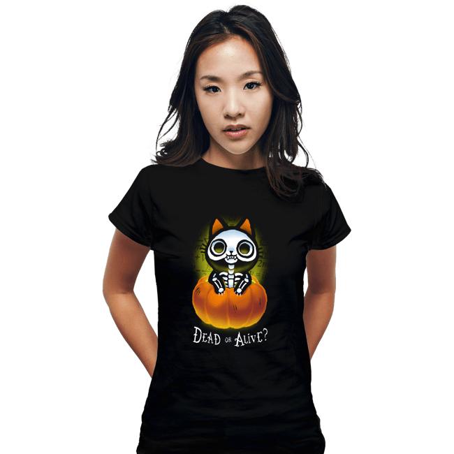Daily_Deal_Shirts Fitted Shirts, Woman / Small / Black Schrodinger Halloween