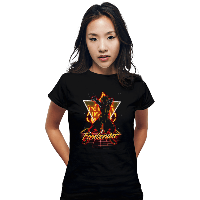Shirts Fitted Shirts, Woman / Small / Black Retro Firebender