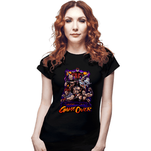 Daily_Deal_Shirts Fitted Shirts, Woman / Small / Black Fighting Game Over