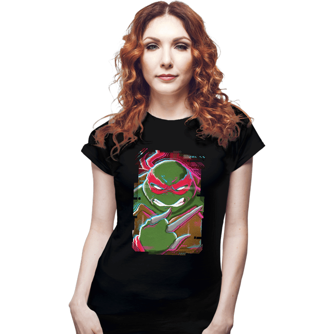 Daily_Deal_Shirts Fitted Shirts, Woman / Small / Black Glitch Raphael