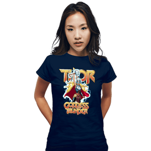 Daily_Deal_Shirts Fitted Shirts, Woman / Small / Navy Mighty Thor