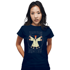 Daily_Deal_Shirts Fitted Shirts, Woman / Small / Navy Vitruvian Puppet