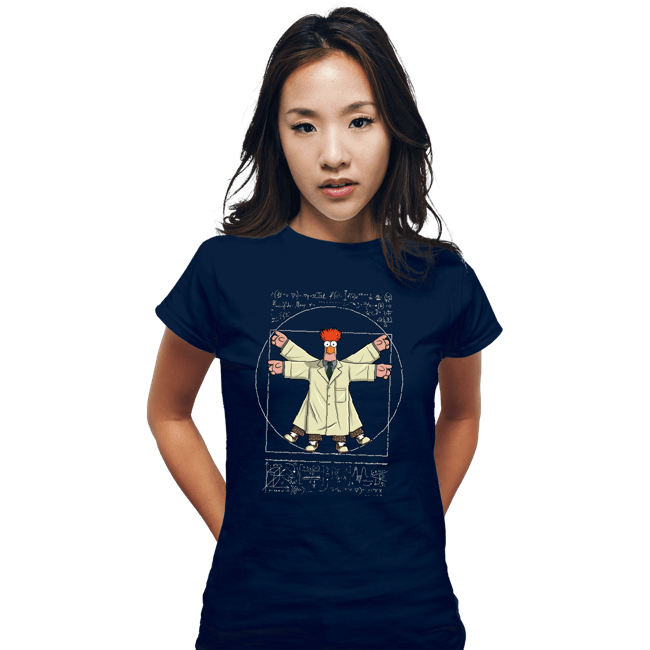 Daily_Deal_Shirts Fitted Shirts, Woman / Small / Navy Vitruvian Puppet