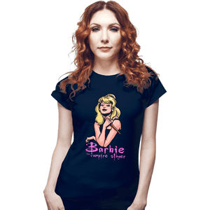 Daily_Deal_Shirts Fitted Shirts, Woman / Small / Navy Barbie The Vampire Slayer
