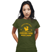 Load image into Gallery viewer, Shirts Fitted Shirts, Woman / Small / Military Green Chocobo Farm
