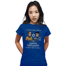 Load image into Gallery viewer, Daily_Deal_Shirts Fitted Shirts, Woman / Small / Royal Blue Celebrate Hanukkah
