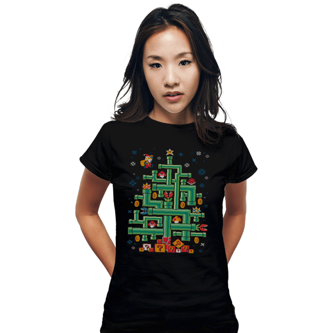 Secret_Shirts Fitted Shirts, Woman / Small / Black It's A Tree, Mario!