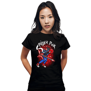 Daily_Deal_Shirts Fitted Shirts, Woman / Small / Black Spider Punk