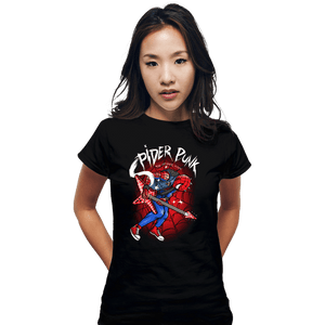 Daily_Deal_Shirts Fitted Shirts, Woman / Small / Black Spider Punk
